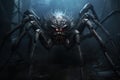 Creepy spider scene giant. Generate Ai