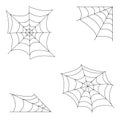 Creepy spider web over white background. The black web Royalty Free Stock Photo
