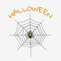 Creepy spider web over white background. Royalty Free Stock Photo