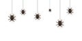 Creepy spiders on web flat vector illustration Royalty Free Stock Photo