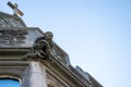 A Creepy Statue Sticking Out of a Wall at the Elkins Estate Royalty Free Stock Photo