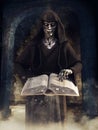 Undead wizard with a magic book Royalty Free Stock Photo