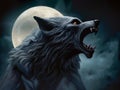 Werewolf in a full moon night