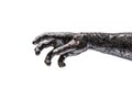 Creepy zombie hand isolated on white background