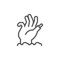 Creepy zombie hand line icon