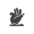 Creepy zombie hand vector icon