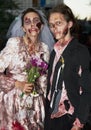 Creepy zombie horror wedding couple