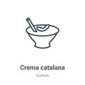 Crema catalana outline vector icon. Thin line black crema catalana icon, flat vector simple element illustration from editable