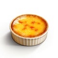 Crema Catalana on a white background, AI Generative.