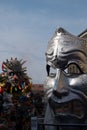 Crema, Italy - March 2019: Carnival floats, giant paper statue