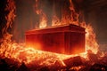Crematory coffin burning