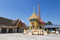 Crematorium with blue sky background in the Thai temple Royalty Free Stock Photo