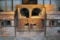 The crematorium at the Dachau concentration camp, Germany