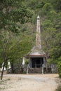 Crematory architecture or funeral pyre building thai style on mountain outdoor in forest of Wat Khao Sung Chaem Fa temple on Khao