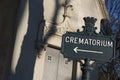 Crematory close sign with chapel Royalty Free Stock Photo