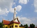 Crematory in thai temple for funeral with blue sky background