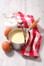 Creme anglaise and ingredient Royalty Free Stock Photo