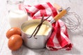 Creme anglaise and ingredient Royalty Free Stock Photo