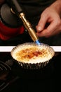 Creme brulee with blowtorch