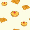 Creme brulee tart and waffle sketch pattern