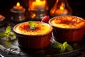 Creme Brulee tasty dessert background