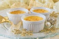 Creme brulee - traditional french vanilla cream dessert with caramelised sugar on top.