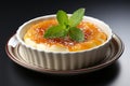 Creme brulee - traditional french vanilla cream dessert photo realistic, 4K resolution , AI generated