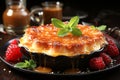 Creme brulee - traditional french vanilla cream dessert photo realistic, 4K resolution , AI generated