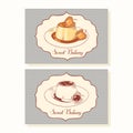 Creme caramel dessert business cards in vector Royalty Free Stock Photo