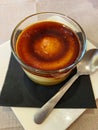 creme caramel dessert in italian local restaurant Royalty Free Stock Photo