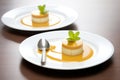 creme caramel duo with caramel drizzle