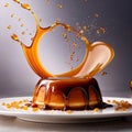 Creme caramel flan pudding dessert with sauce Royalty Free Stock Photo