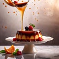 Creme caramel flan pudding dessert with sauce Royalty Free Stock Photo