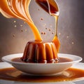 Creme caramel flan pudding dessert with sauce Royalty Free Stock Photo