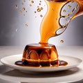 Creme caramel flan pudding dessert with sauce Royalty Free Stock Photo