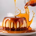 Creme caramel flan pudding dessert with sauce Royalty Free Stock Photo