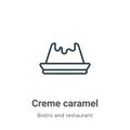 Creme caramel outline vector icon. Thin line black creme caramel icon, flat vector simple element illustration from editable Royalty Free Stock Photo