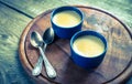 Creme caramel in the pots Royalty Free Stock Photo