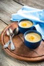 Creme caramel in the pots Royalty Free Stock Photo