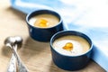 Creme caramel in the pots Royalty Free Stock Photo