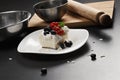 Cremeschnitte with berries and ingredients Royalty Free Stock Photo