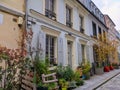 Cremieux Street Rue Cremieux, Paris, France. Rue Cremieux in the 12th Arrondissement is one of the prettiest residential streets. Royalty Free Stock Photo