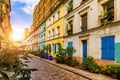 Cremieux Street Rue Cremieux, Paris, France. Rue Cremieux in the 12th Arrondissement is one of the prettiest residential streets Royalty Free Stock Photo