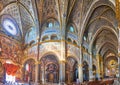 Panoramic prayer hall of Cremona Cathedral, on April 6 in Cremona, Italy Royalty Free Stock Photo