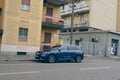 blue Mercedes-Benz GLB parked in the street