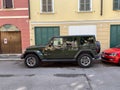 2021 sarge green jeep rubicon parked in the street