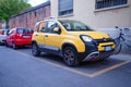 2020 yellow cross 4x4 fiat panda city car van italian design parked in the street