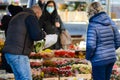 Cremona, Lombardy, Italy - 17th march 2021 flower market allowed in new red zone lockdown