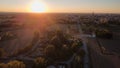 Cremona Lombardy Italy at sunset aerial drone view of the city Royalty Free Stock Photo