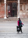 Cremona, Lombardy, Italy - 13 th may 2020 - People grocery shopping socially distance d in local biologic open food market